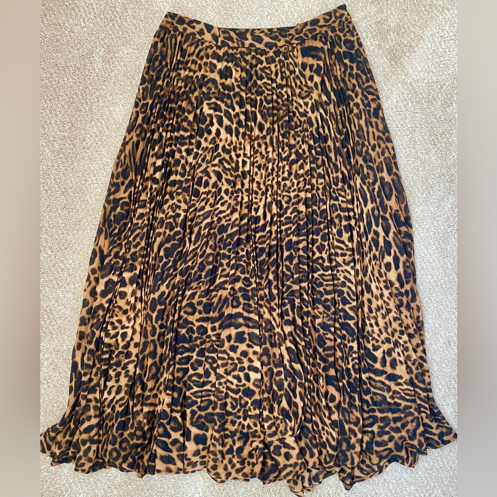 Ralph Lauren pleated cheetah print skirt